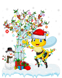 Bee Xmas Lighting Tree Santa Hat Bee Christmas Women's Crop Top Tee