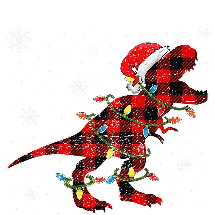 Christmas Dinosaur Buffalo Plaid Tree Light Trex Pajama Womens Funnel Neck Pullover Hood