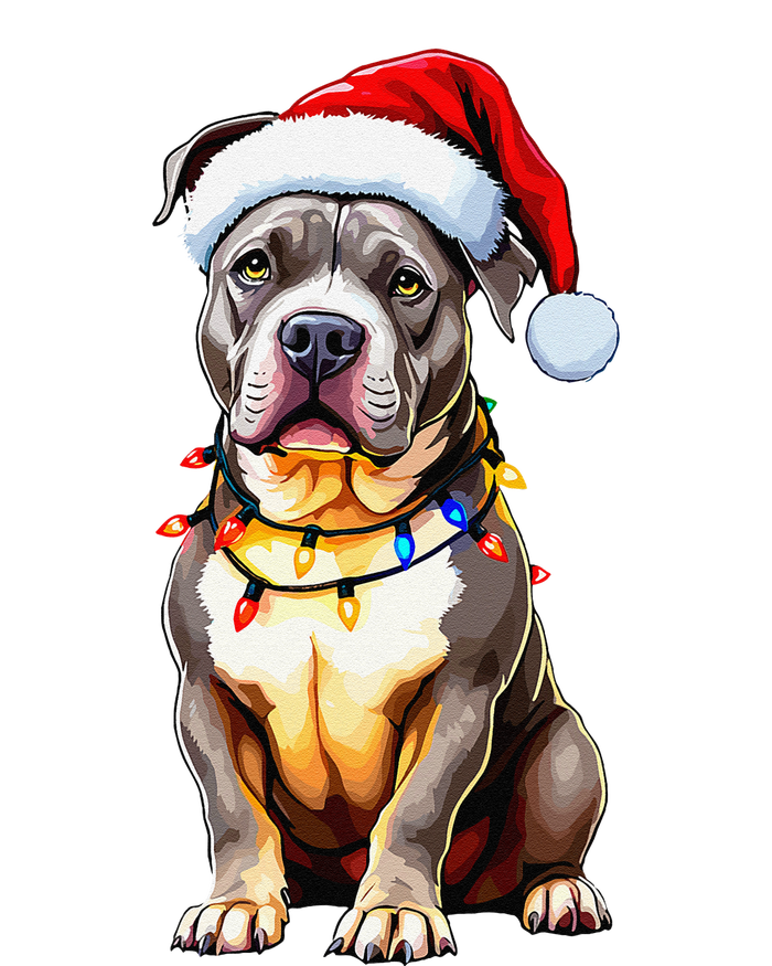 Funny Pitbull Pittie Santa Dog Lover Xmas Christmas Lights Cooling Performance Crew T-Shirt