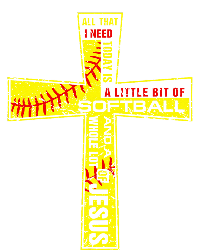 Softball Girl Christian Cross Faith I Need Softball & Jesus T-Shirt