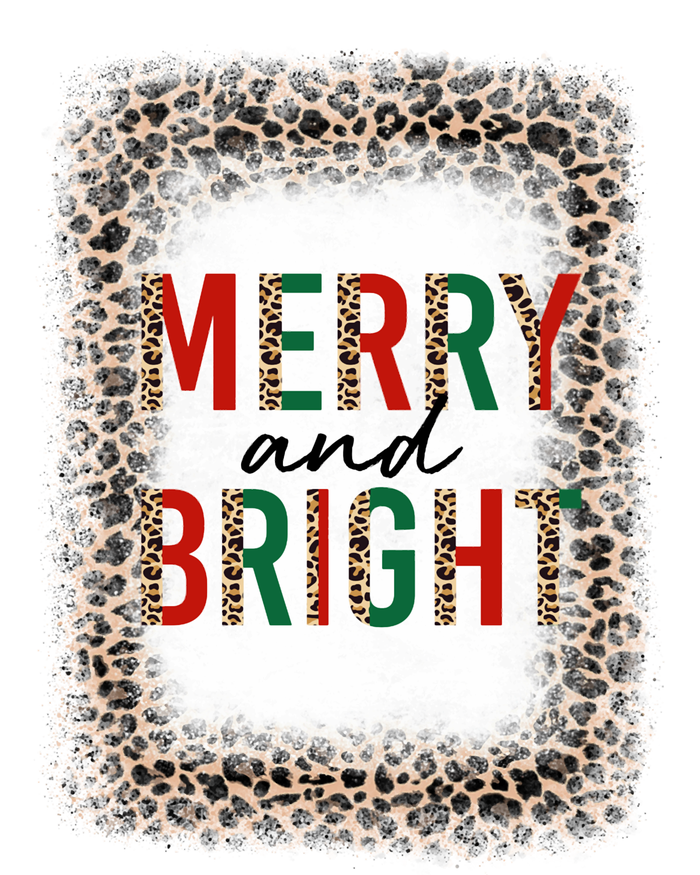 Merry And Bright Leopard Christmas Bleached Women's Long Sleeve Flannel Pajama Set 