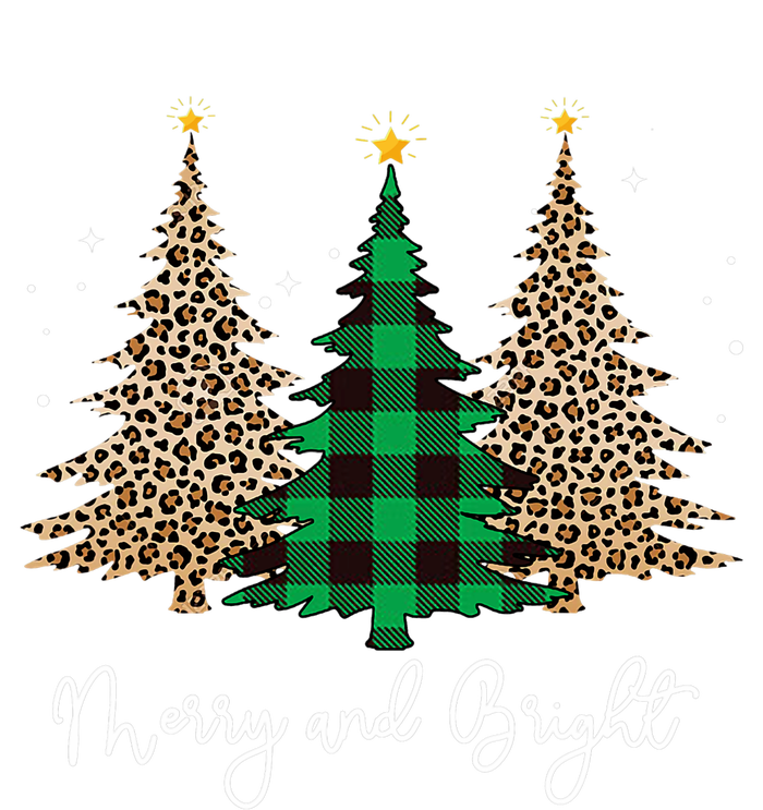 Merry And Bright Leopard Plaid Christmas Trees Women's Long Sleeve Flannel Pajama Set 