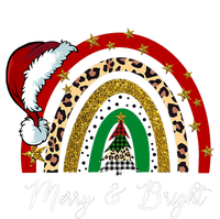 Merry And Bright Leopard Rainbow Christmas Funny Santa Hat Sweatshirt