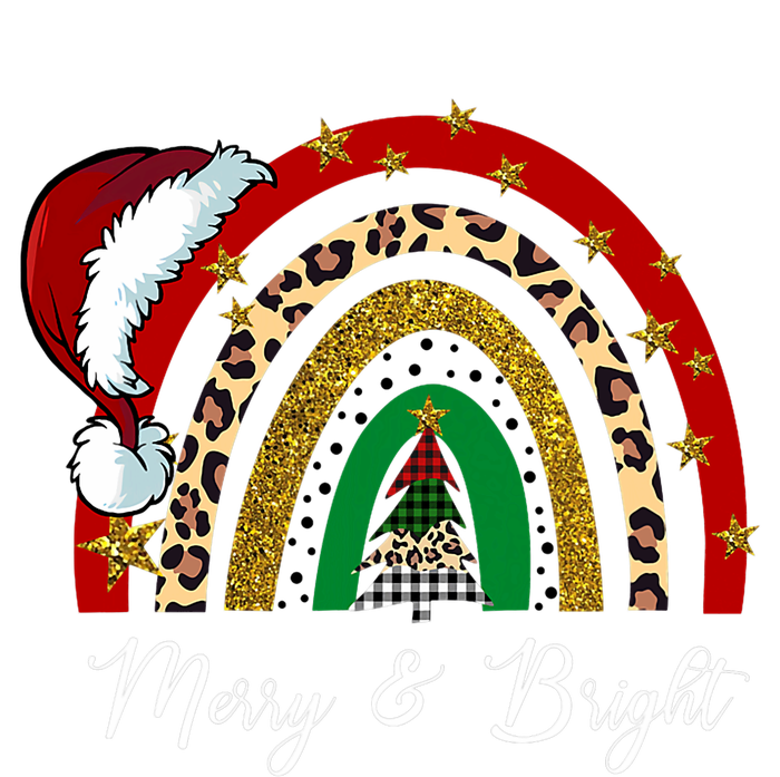 Merry And Bright Leopard Rainbow Christmas Funny Santa Hat Sweatshirt