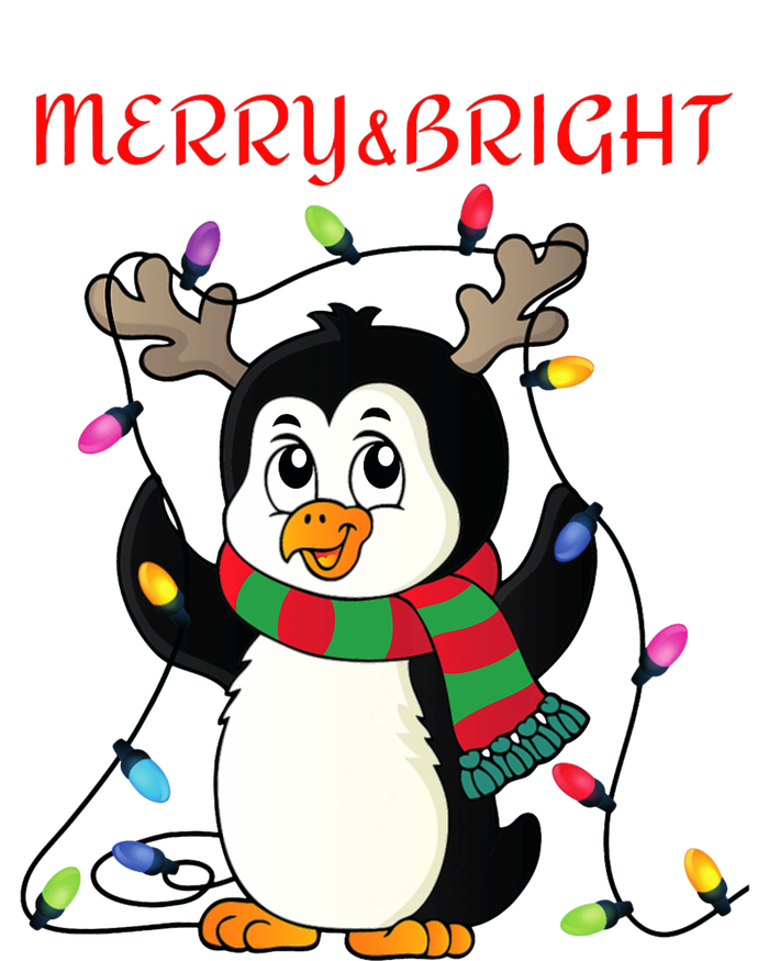 Merry And Bright . Merry And Bright Christmas Penguin T-Shirt