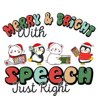 Merry And Bright With Speech Just Right Xmas Speech Therapy Tie-Dye Long Sleeve Shirt