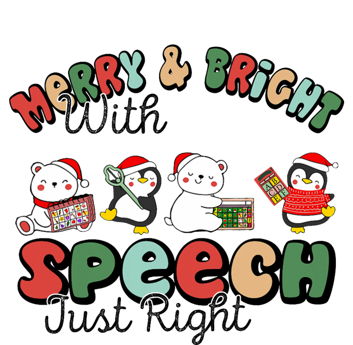 Merry And Bright With Speech Just Right Xmas Speech Therapy Tie-Dye Long Sleeve Shirt