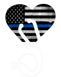 American Flag Heart With Police Thin Blue Line Nurse Rn Lvn Women's Tri-Blend 3/4-Sleeve Raglan Shirt