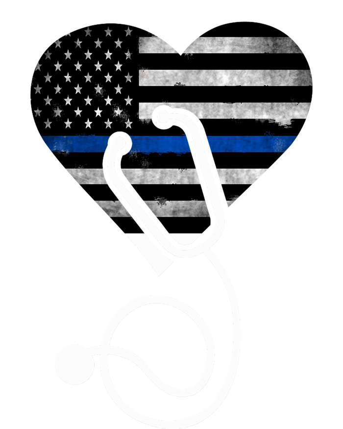 American Flag Heart With Police Thin Blue Line Nurse Rn Lvn Women's Tri-Blend 3/4-Sleeve Raglan Shirt