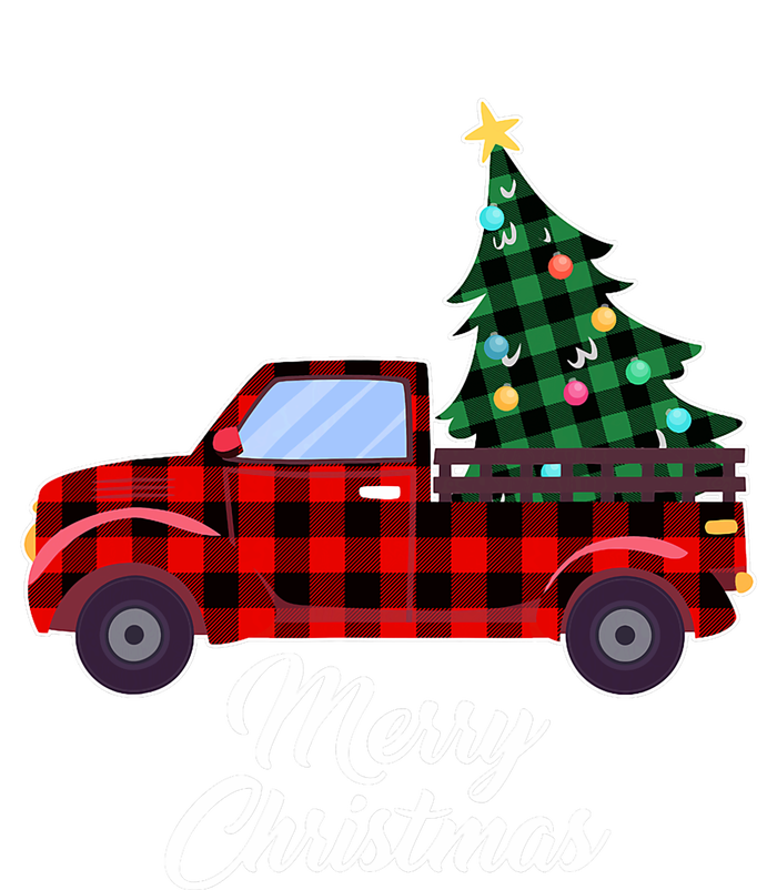 Merry Christmas Tree Buffalo Plaid Red Truck T-Shirt