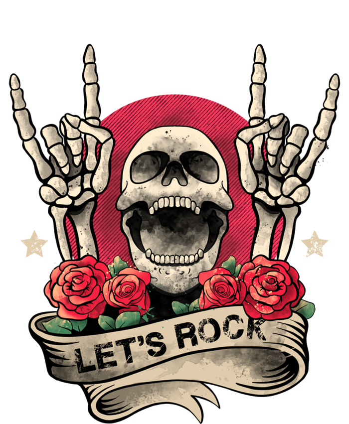 Lets Rock Rock And Roll Skeleton Hand Vintage Retro Rock Concert Gift Sustainable Beanie