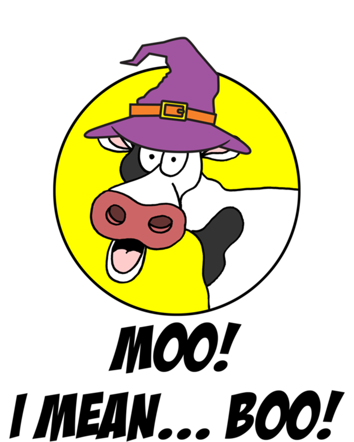 Moo I Mean Boo Cow With Witch Hat Funny Halloween Meaningful Gift T-Shirt