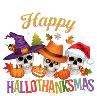 Happy Hallothanksmas Skull Halloween Thanksgiving Xmas Funny Gift T-Shirt