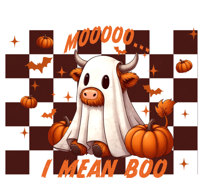 Moo I Mean Boo Highland Cow Checkered Halloween Costume Cute Gift T-Shirt