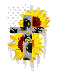 Faith Jesus Cross Sunflower American Flag T-Shirt