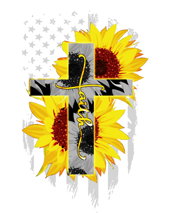 Faith Jesus Cross Sunflower American Flag T-Shirt