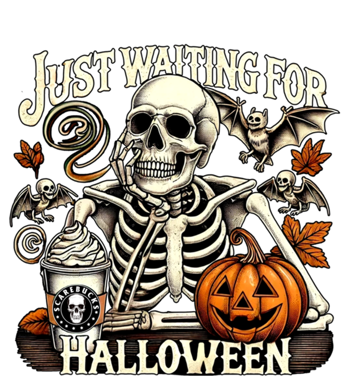 Just Waiting For Halloween Skeleton Coffee Spooky Season Gift Coaster