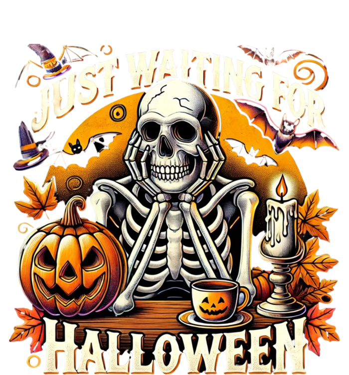 Just Waiting For Halloween Skeleton Coffee Spooky Season Gift T-Shirt