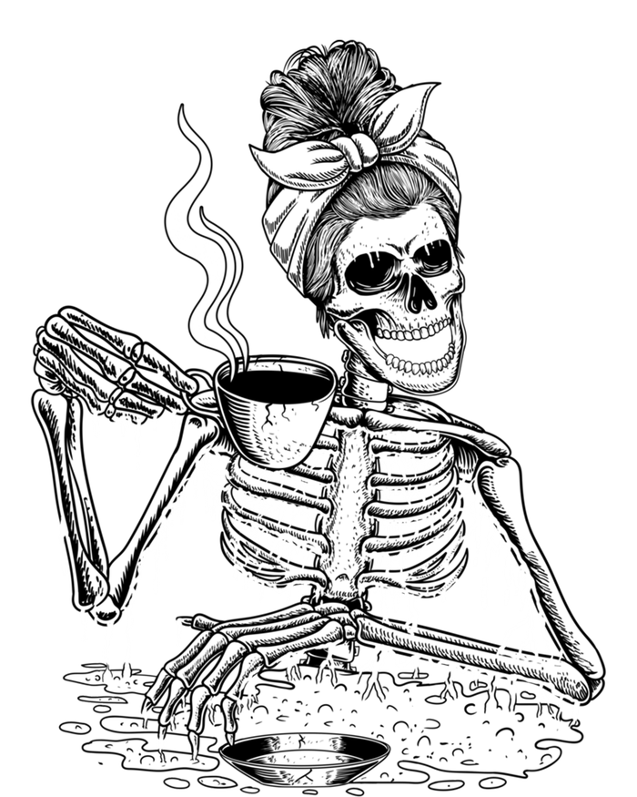 Messy Bun Skeleton Ing Coffee Halloween Skeleton Gift Kids T-Shirt