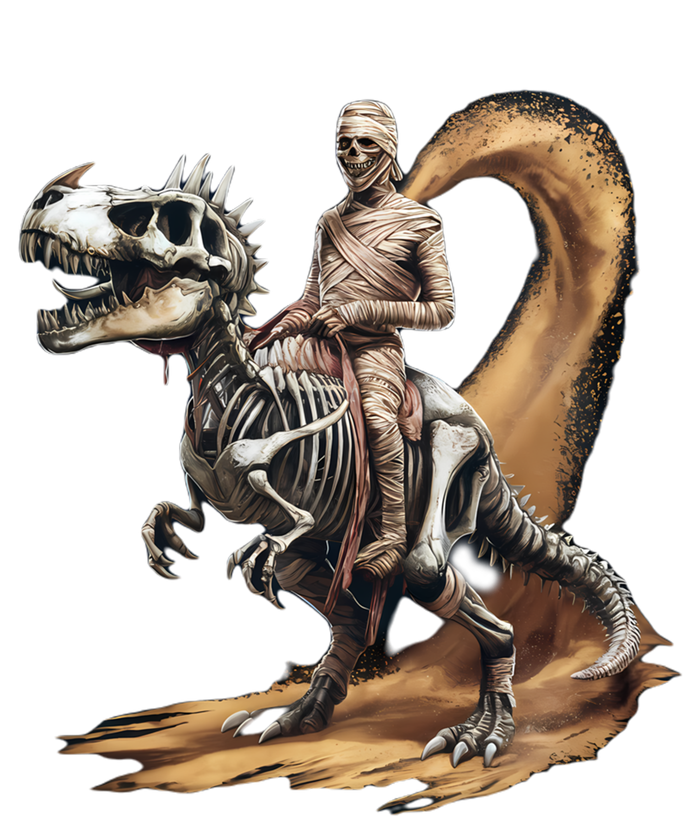 Scary Mummy Riding A Skeleton Dinosaur Cool Wicked Meaningful Gift T-Shirt