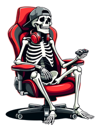 Skeleton Gamer Cool Halloween Video Gaming Chair Headset Gift Full-Length Apron With Pockets