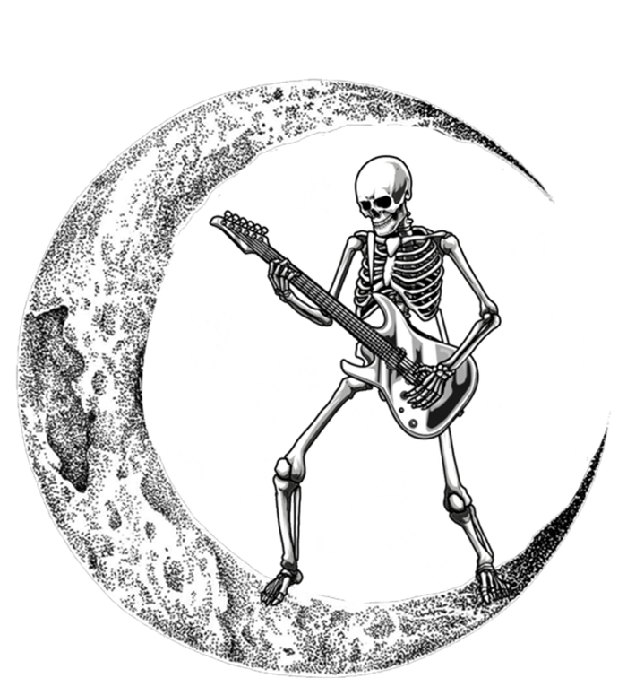 Skeleton Moon Rock And Roll Musician Guitar Lover Halloween Great Gift T-Shirt