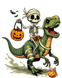 Skeleton Riding Mummy Dinosaur T Rex Halloween Funny Cute Gift T-Shirt