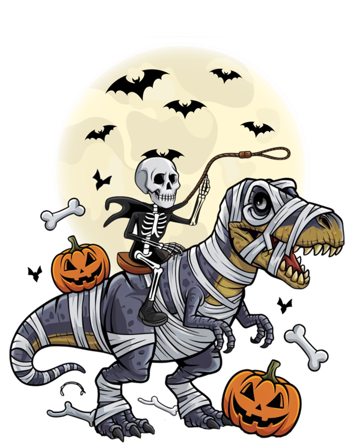 Skeleton Riding Mummy Dinosaur T Rex Halloween Funny Pumpkin Gift Tie-Dye Long Sleeve Shirt