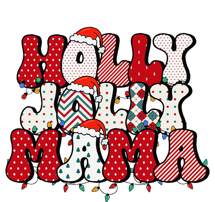 Holly Jolly Mama Mom Matching Merry Christmas Holiday T-Shirt