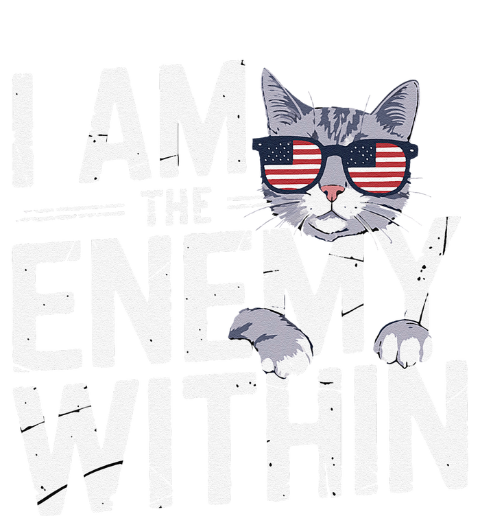 I Am The Enemy Within Kamala Harris 2024 Cat Lovers Funny Women's Long Sleeve Flannel Pajama Set 