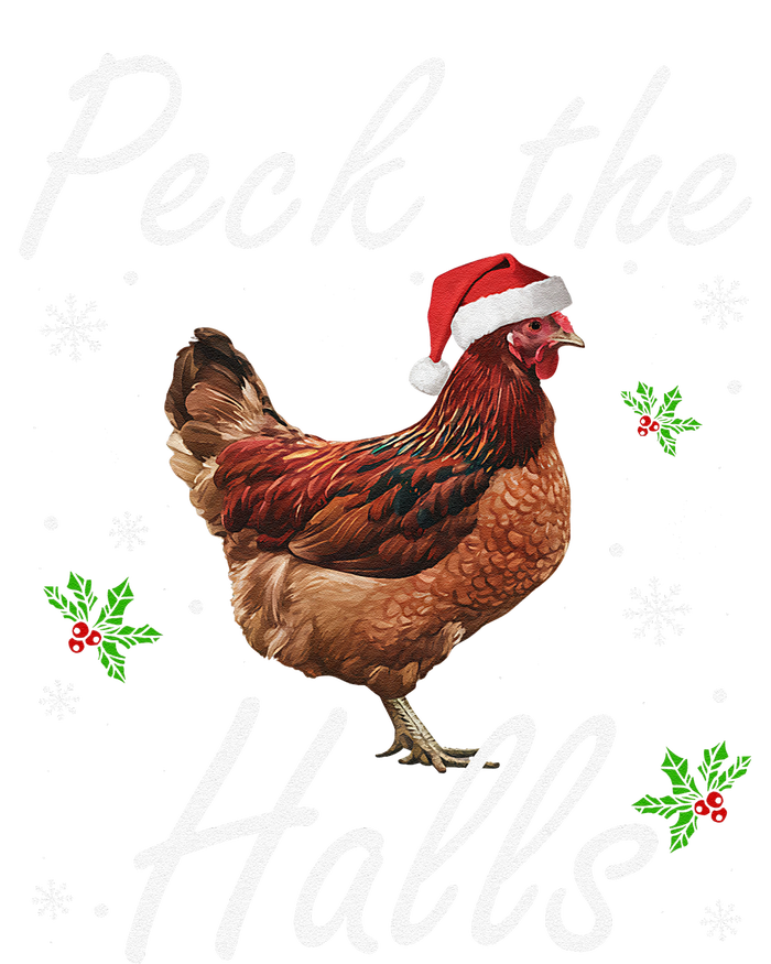 Peck The Halls Christmas Chicken Santa Hat Lights Snowflakes Tote Bag