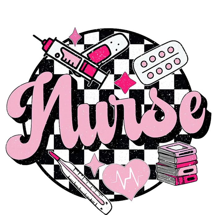 Checkered Retro Nurse School For Women Nursing Groovy Nurse T-Shirt