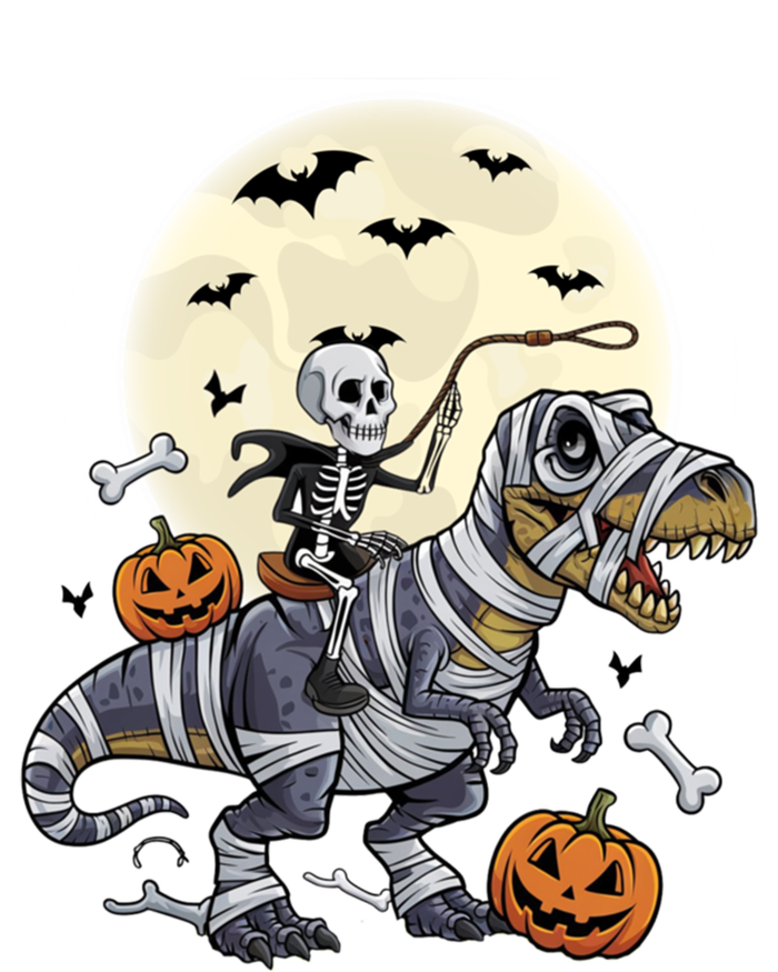 Skeleton Riding Mummy Dinosaur T Rex Halloween Funny Pumpkin Gift T-Shirt