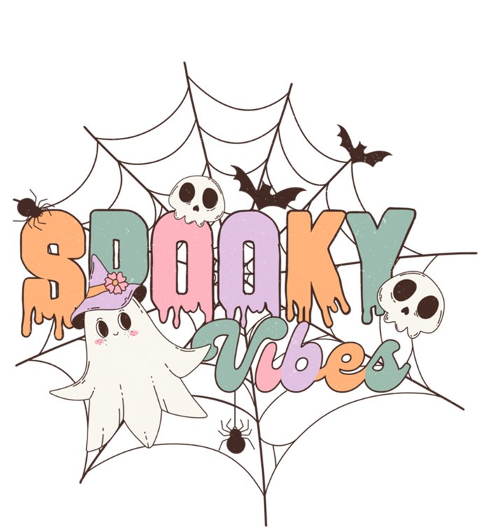 Spooky Vibes Halloween Ghost Spider Web Festive Design Gift Zip Tote Bag