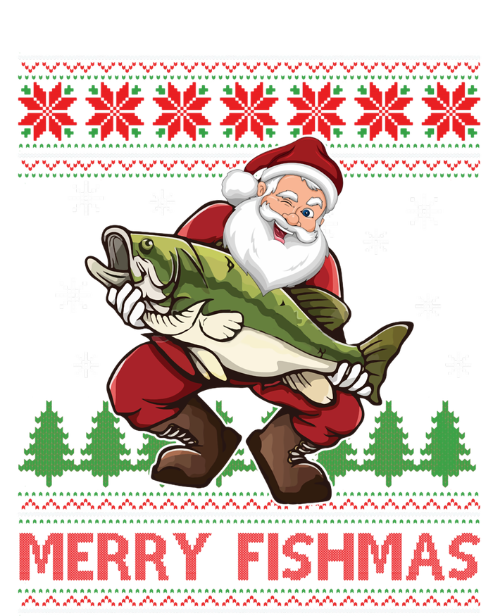 Merry Fishmas Santa Fishing Ugly Christmas Sweater Style Long Sleeve Women's T-Shirt