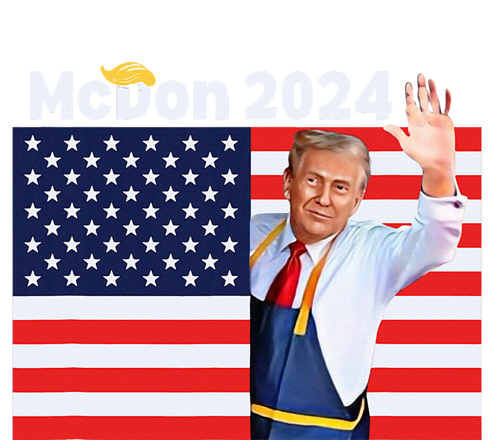 Trump French Fries Mcdon 2024 American Flag Maga 7-Panel Snapback Hat