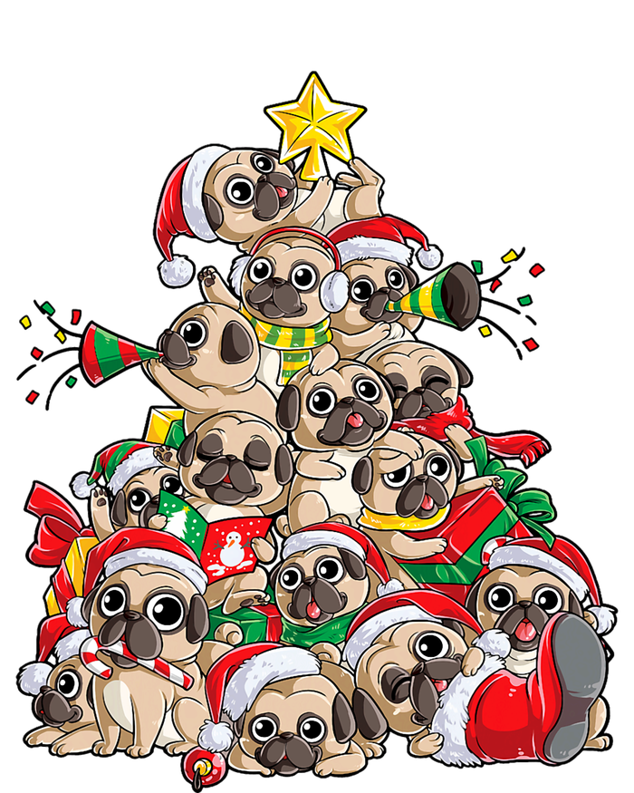 Pug Christmas Tree Dog Santa Xmas Merry Dogmas Long Sleeve Pajama Set