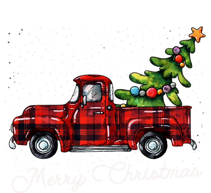 Red Buffalo Plaid Pickup Truck With Tree Merry Christmas Long Sleeve T-Shirt