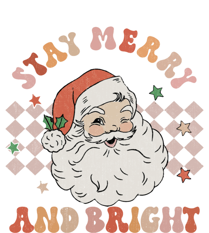 Retro Groovy Stay Merry And Bright Santa Claus Christmas T-Shirt