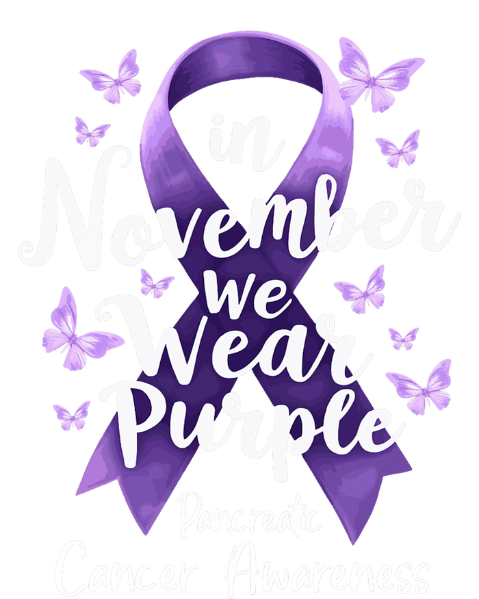 In November We Wear Purple Pancreatic Cancer Awareness Month Pom Pom 12in Knit Beanie