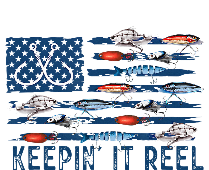 Keepin It Reel Fishing Lure Flag Fisherman Bass Fishing Tall T-Shirt