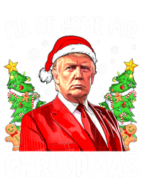 Christmas Santa Hat Ill Be Home For Xmas Funny Trump Gift Women's Flannel Pajama Set