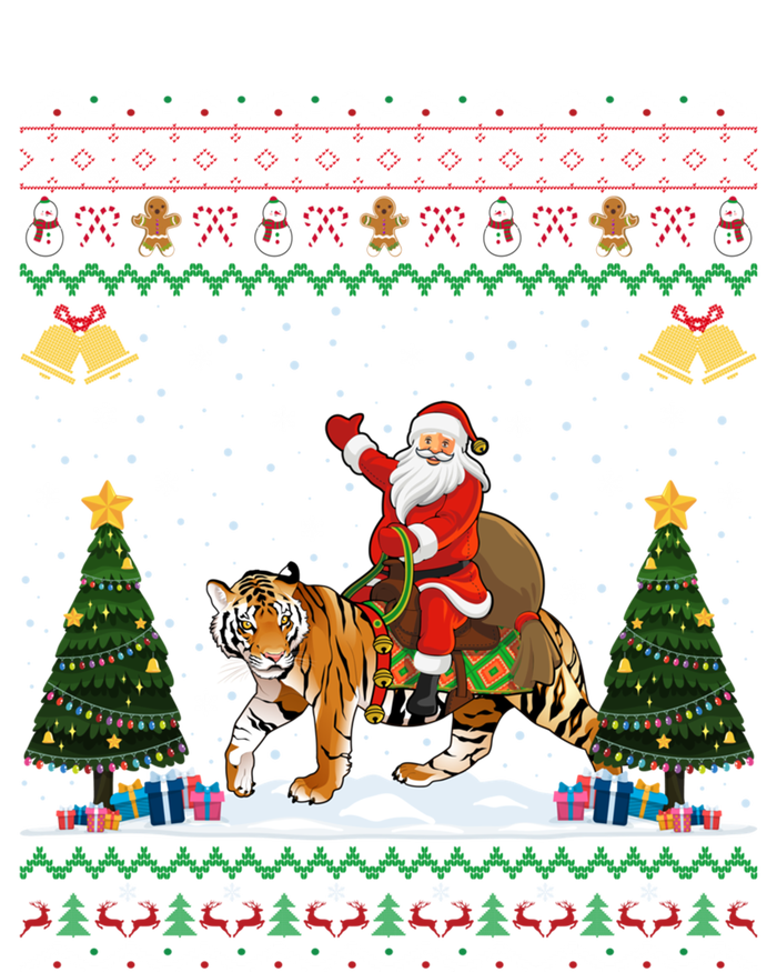 Funny Santa Riding Tiger Christmas Tiger Ugly Xmas Gift Women's Crop Top Tee