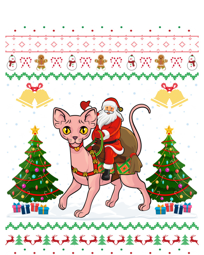 Santa Riding Sphynx Cat Christmas Ugly Sphynx Cat Xmas Gift T-Shirt