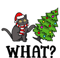 What Funny Black Cat Santa Pushing Christmas Tree Cat Lover T-Shirt