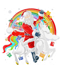 Christmas Santa Riding Unicorn Xmas Women Rainbow Full-Length Apron With Pockets