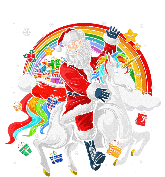 Christmas Santa Riding Unicorn Xmas Women Rainbow Full-Length Apron With Pockets