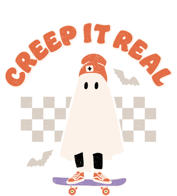 Creep It Real Ghost Skateboard Halloween Bat Checkered Sk8r Great Gift Tall Sweatshirt