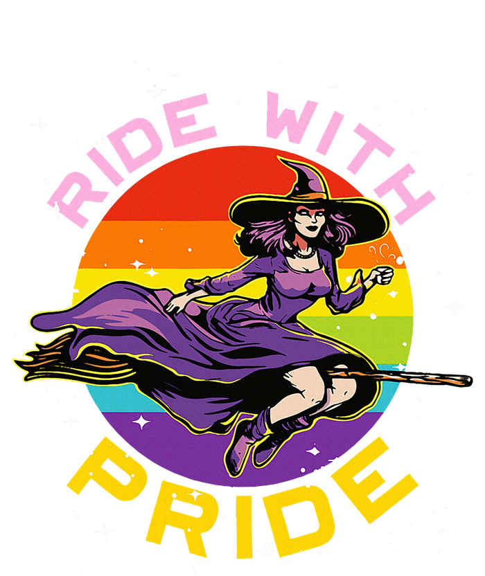 Lgbtq Gay Lesbian Rainbow Ride With Pride Witch Halloween T-Shirt