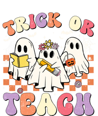 Funny Teacher Halloween Trick Or Teach Retro Groovy Ghost Gift Full-Length Apron With Pockets